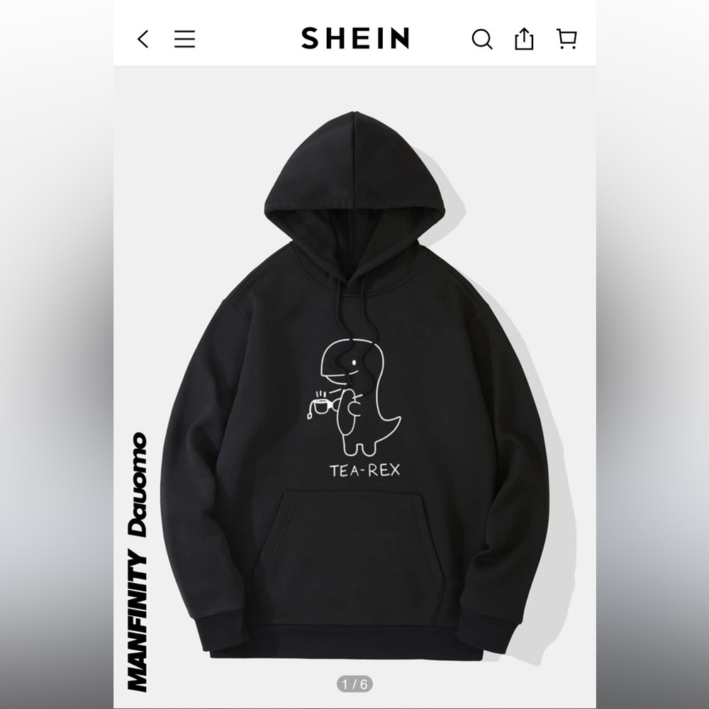 SHEIN - Manfinity Dauomo Mens ‘tea-Rex’ Graphic Hoodie XL